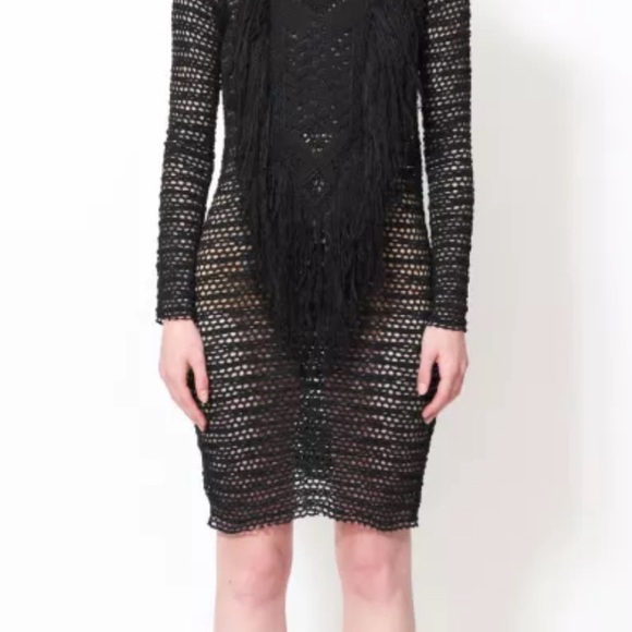 💕Isabel  Marant Runway Dress Fringed Transparent Black - Picture 3 of 5